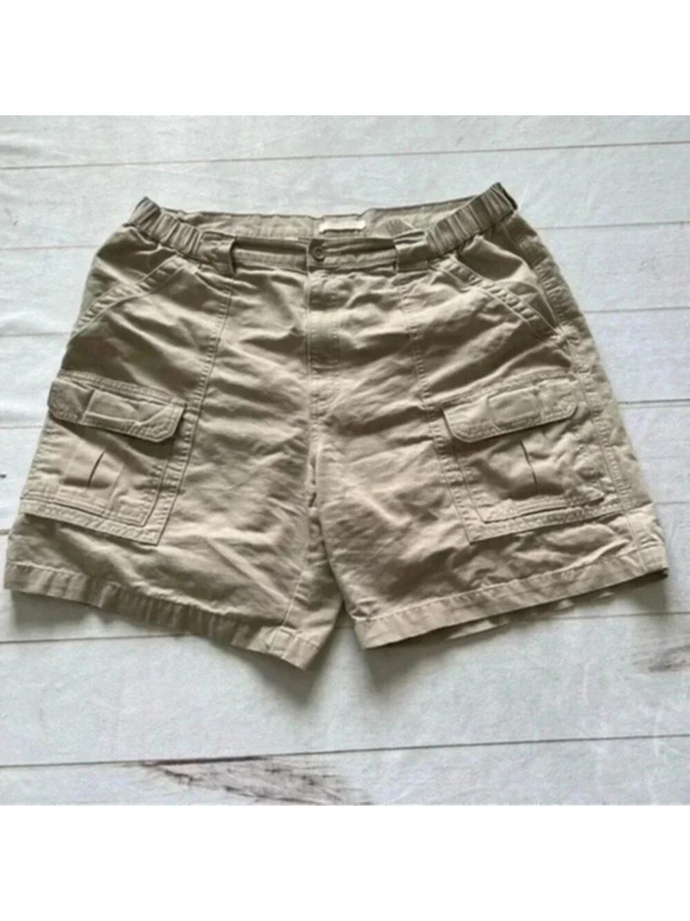 Savane Men's Cargo Outdoors khaki Flat Front Pockets Shorts Size 38